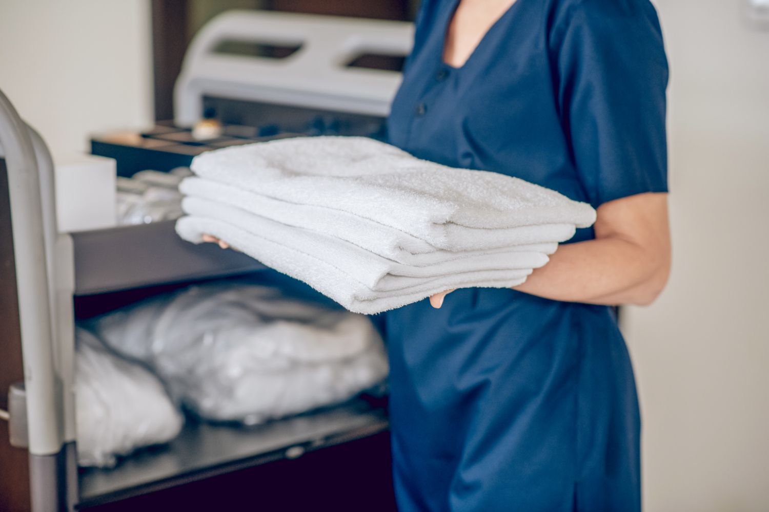 folded towels for commercial establishment