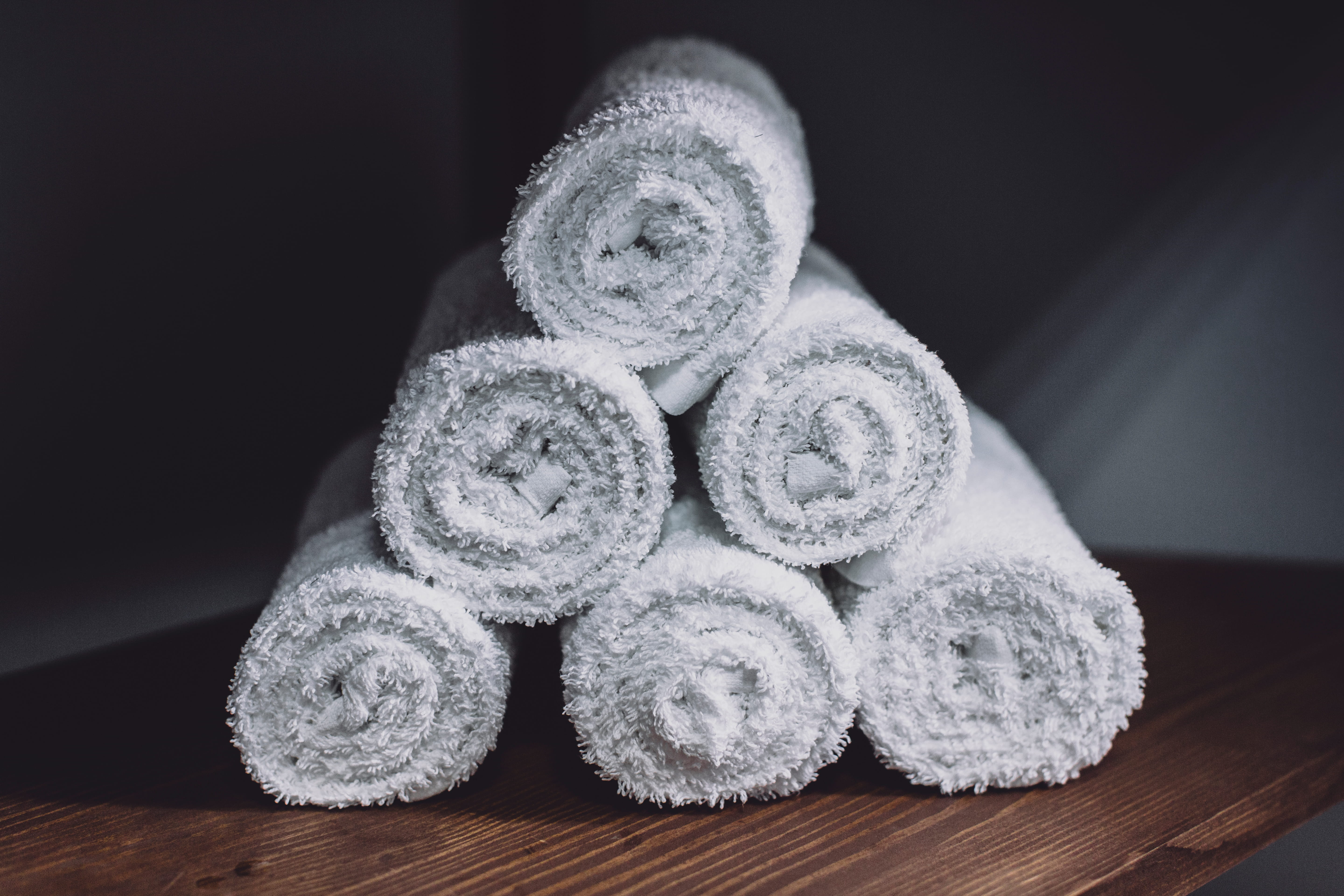 white towels folded front view