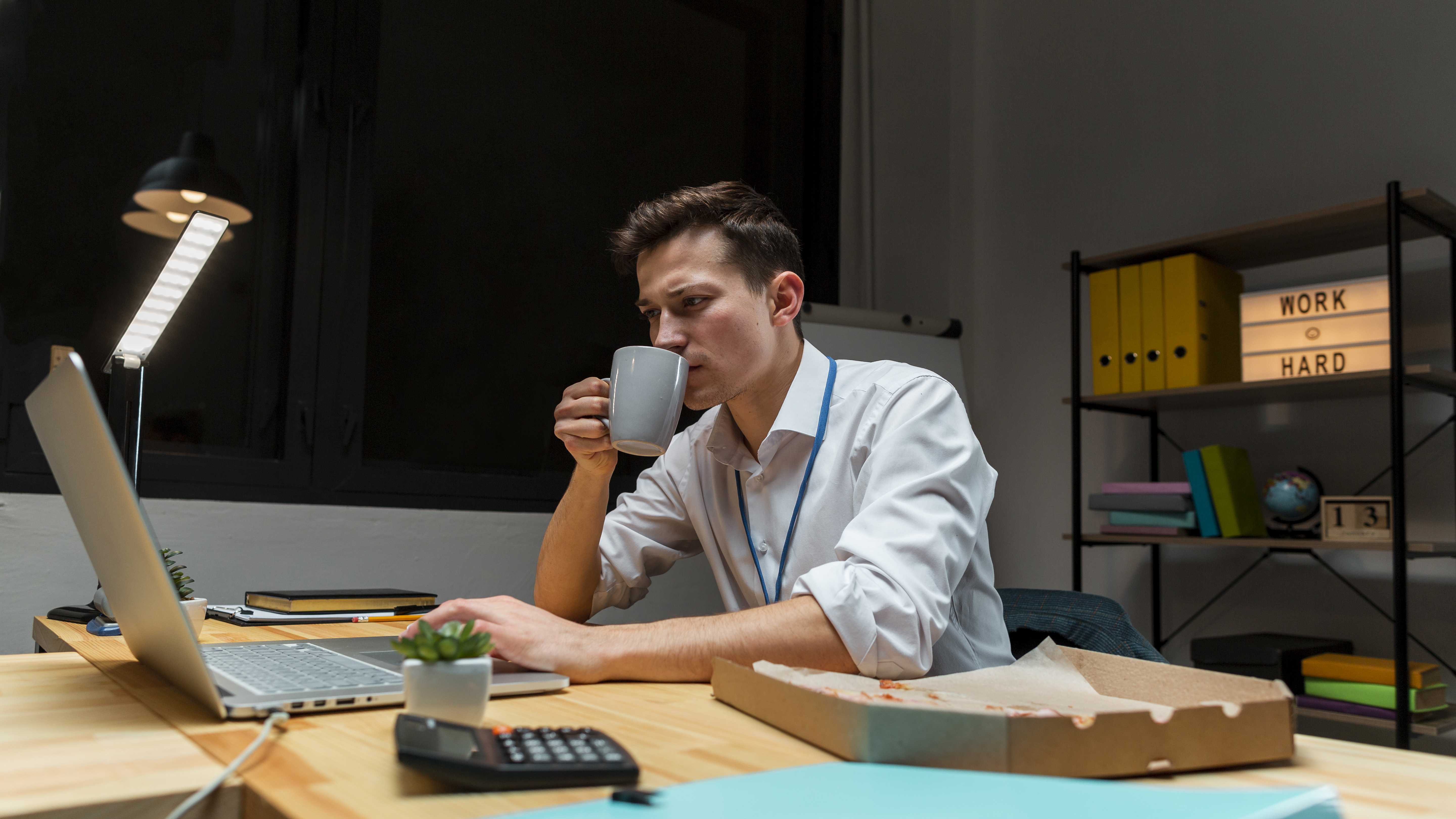 The image shows us an entrepreneur working on his project. 